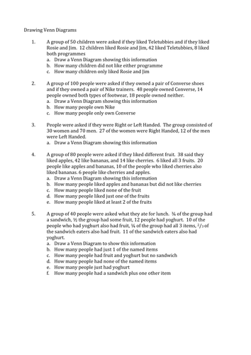 Printables Permutations And Combinations Worksheet secondary advanced statistics teaching resources permutations and venn diagrams