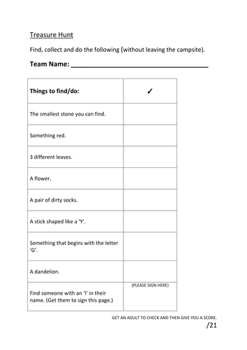 Outdoor Treasure Hunt