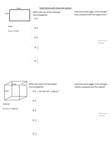 Similarity - area and volume enlargement