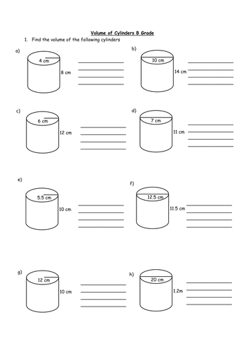 Volume of Cylinders Worksheet | Teaching Resources