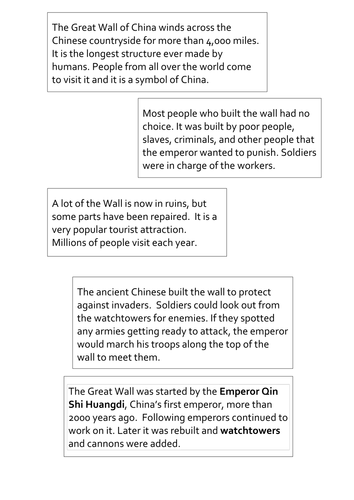 Non-Chronological Report - Great Wall of China