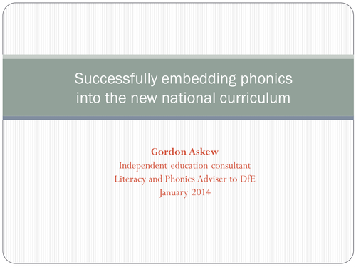 Successfully embedding phonics into the new NC