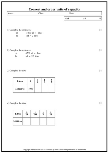 Convert and Order units of Capacity