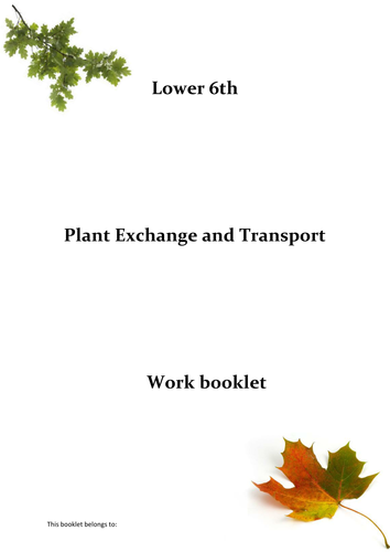 Plant Exchange & Transport Workbook