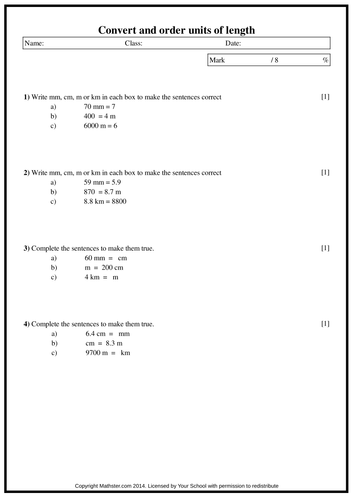 Convert and Order units of Length
