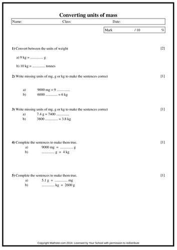 Converting units of mass