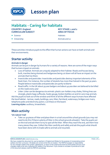 Habitats - Caring for habitats