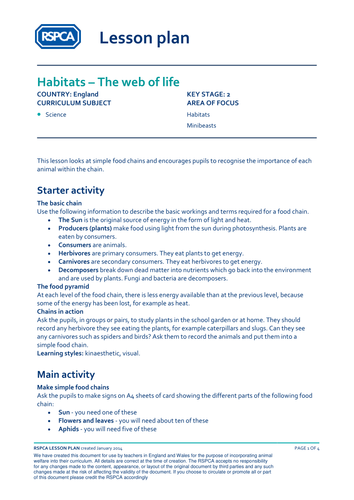Habitats - The web of life