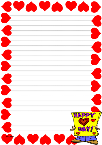 Valentine's Day Themed Lined paper and Pageborders