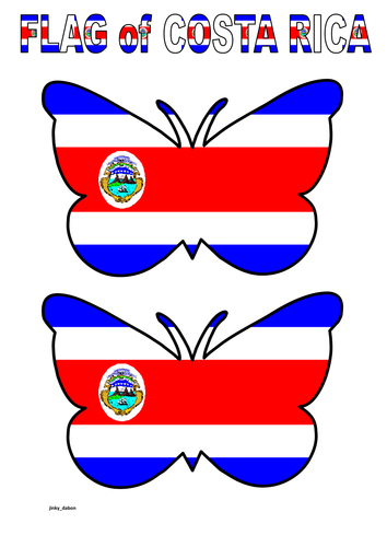 Butterfly Themed Flag of Costa Rica