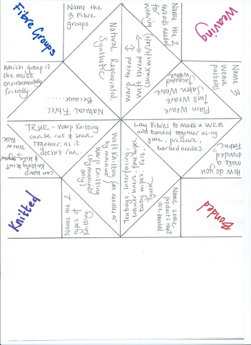 Fortune Teller Origami Quiz Revision Activity