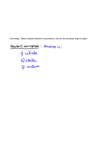 Astrophysics - Cosmology - Olbers paradox (1/3)