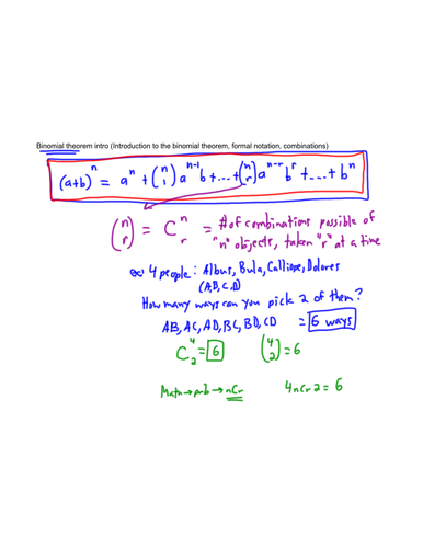 Introduction to the Binomial Theorem