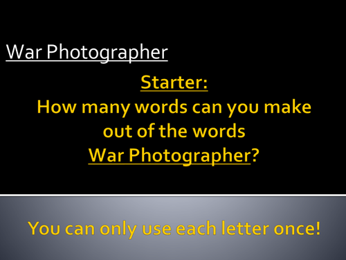 War Photographer - Duffy