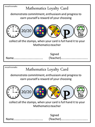 Mathematics Loyalty Cards