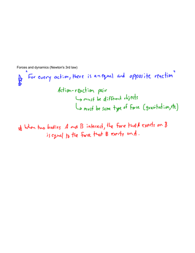 Forces and Dynamics - Newtons 3rd law