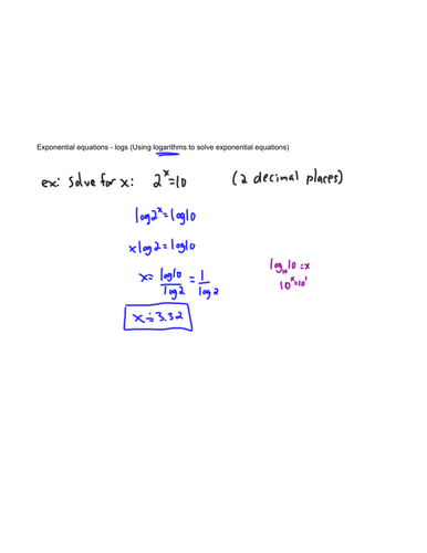 Logarithms - Exponential Equations | Teaching Resources