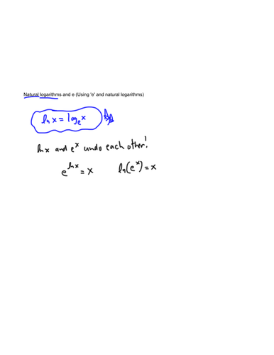 Natural logarithms and e
