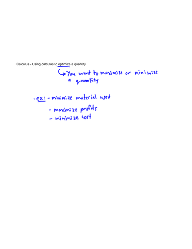 Calculus - Derivatives - optimization (1/2)
