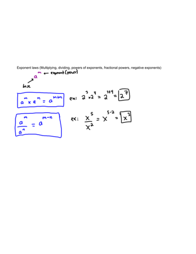 Exponent laws (1/2)