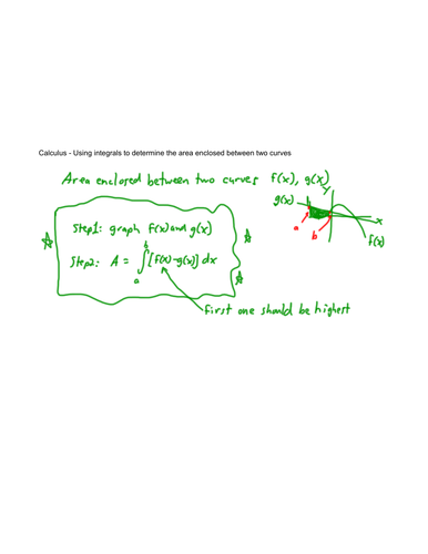 Calculus - Integrals-area between two curves (1/2)