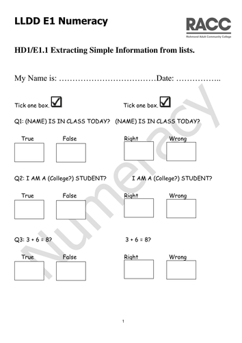 worksheets for maths teaching resources