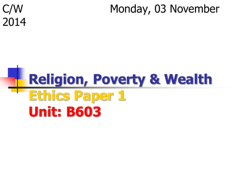 Religion, Poverty & Wealth: Overview
