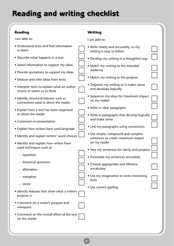 Collins KS3 English Revision Checklist