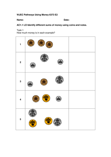 using money teaching resources