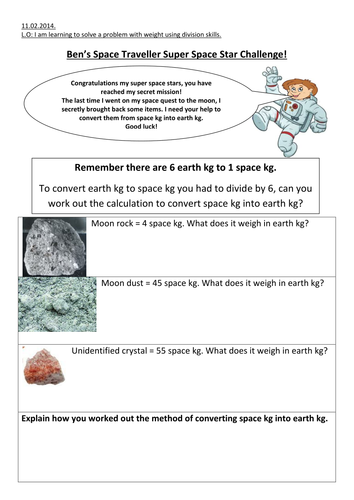 Problem solving weight with science space topic