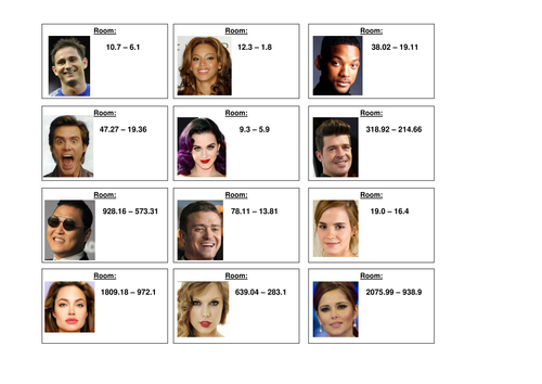 Subtracting Decimals 'Hotel Decimalfornia'