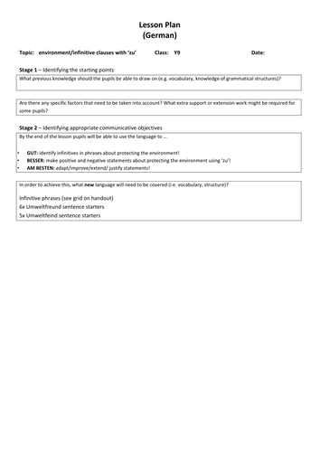 KS3/4 German Umwelt phrases with 'zu'