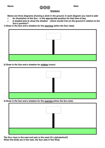 simple shadow worksheet teaching resources