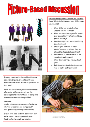 Picture-based discussion: School uniform
