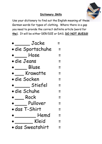 Dictionary Skills clothing