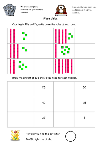 1 grade adding numbers worksheet 3 Worksheet Value  Dienes  Teaching by Place KristopherC