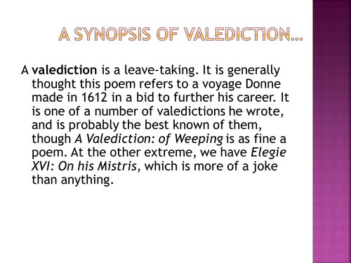 Donne - A Valediction