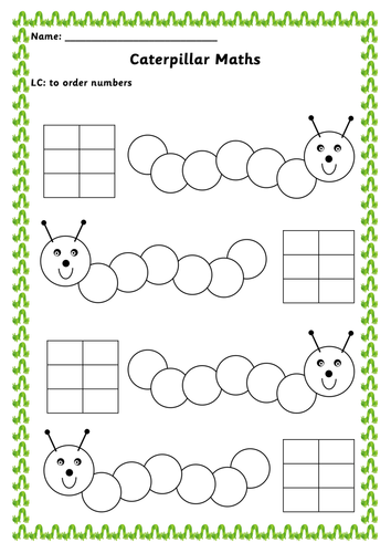 Caterpillar Ordering Numbers Worksheet