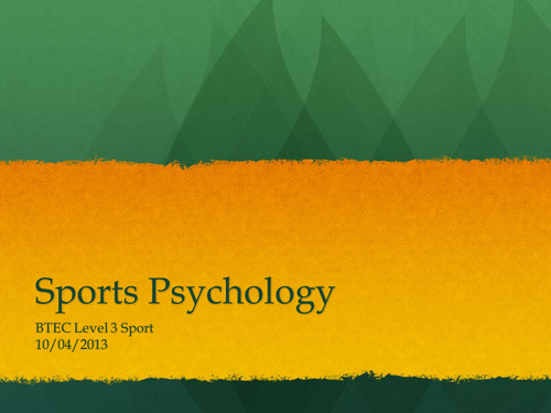 Psychology for Sports Performance