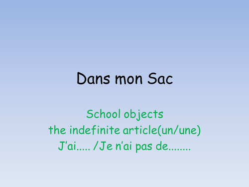 Dans mon sac - school objects/stationery