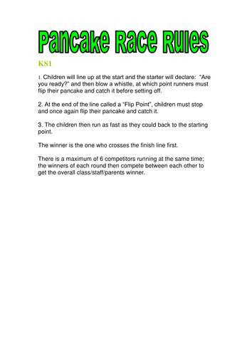 Pancake Day resources