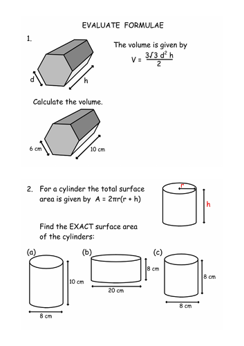 Formulae (includes Change of Subject)