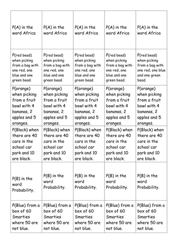 Calculate probabilites of events
