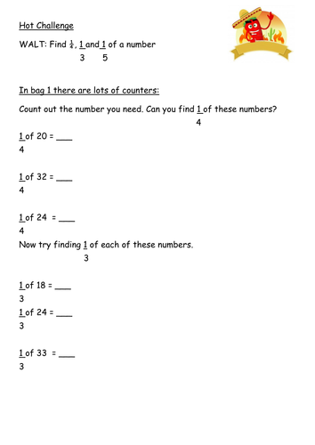fractions of numbers teaching resources