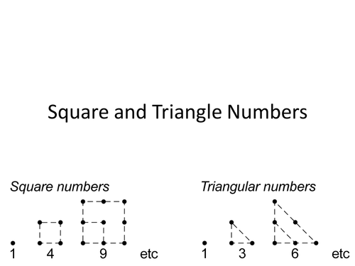 square and triangle numbers teaching resources