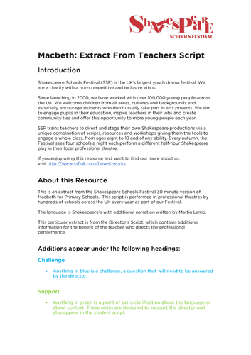 Macbeth: Extract from Teachers Script