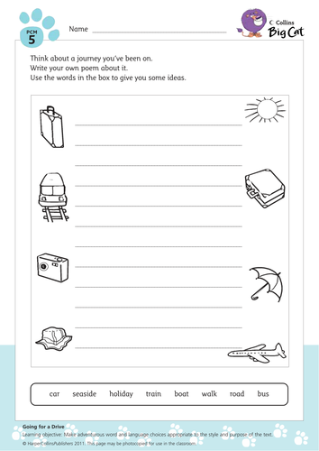 Writing a Poem - Journeys