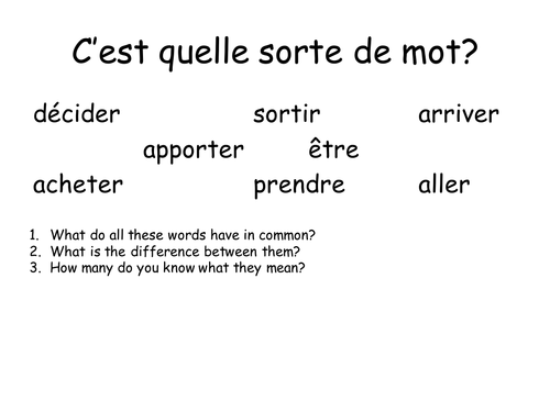 KS3/4 French reading and verb grid (tense focus)