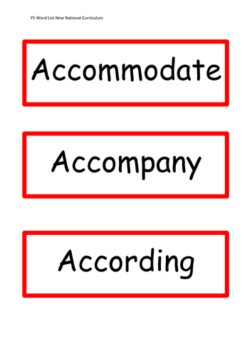 Y5/6 word list flash cards - new curriculum