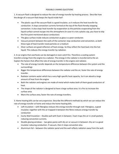 6 marks questions from P1